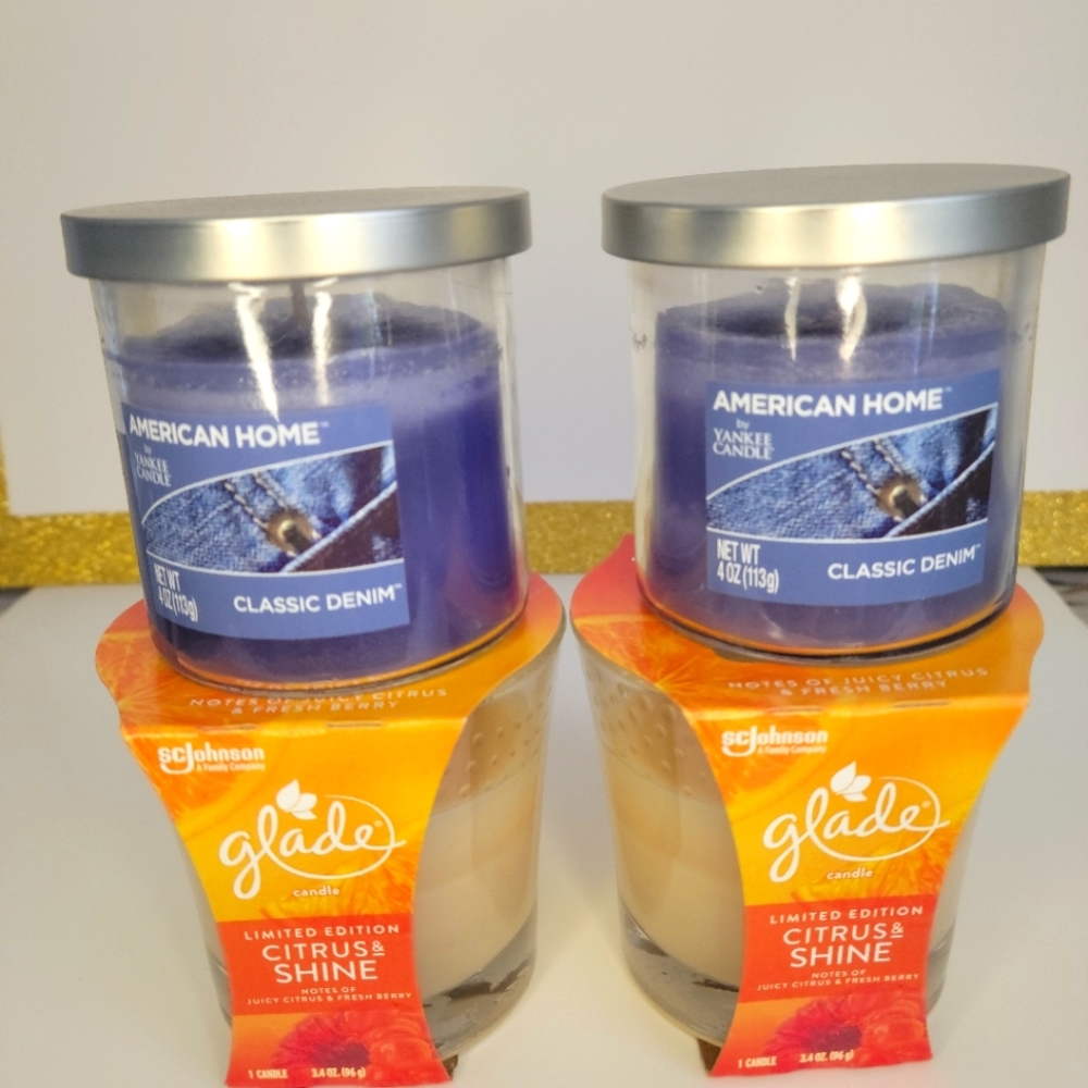 Glade and Yankee Candles Citrus and Denim Scented